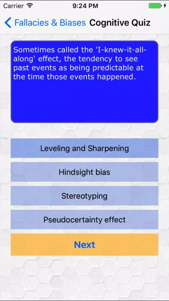 Capturas de tela do Fallacies and Biases