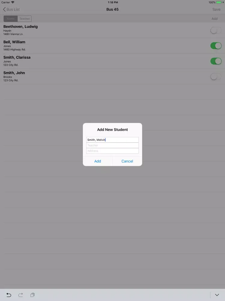 Capturas de tela do Bus Logger iPad 