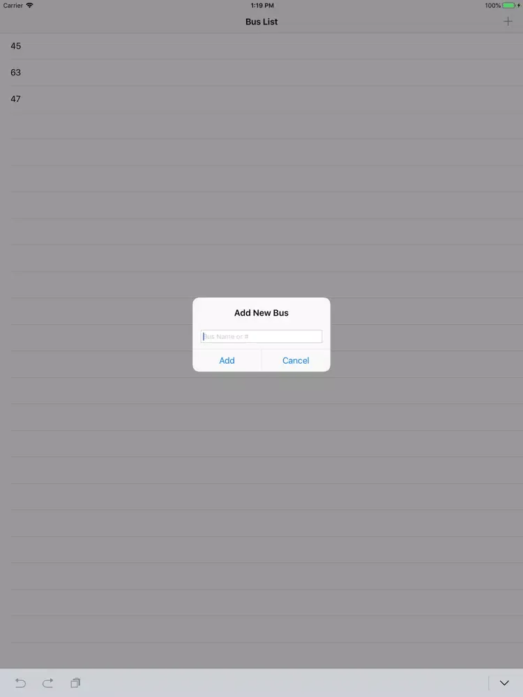 Capturas de tela do Bus Logger iPad 