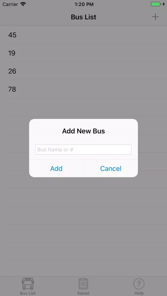 Capturas de tela do Bus Logger