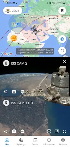 Tangkapan layar ISS on Live:Space Station Live