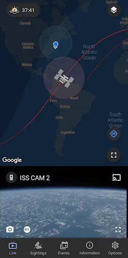 Tangkapan layar ISS on Live:Space Station Live