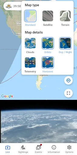 Tangkapan layar ISS on Live:Space Station Live