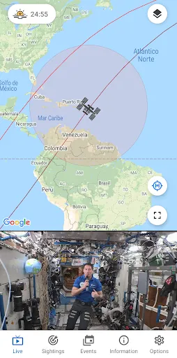 Tangkapan layar ISS on Live:Space Station Live