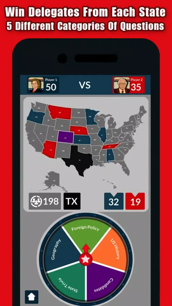 Capturas de tela do Political Run - Democratic Primary - 2016 Presidential Election Trivia