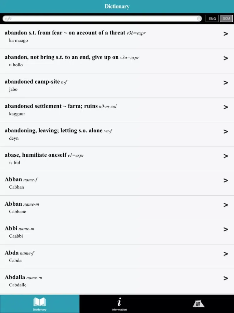 Somali English Dictionary iPad  Ekran Görüntüleri