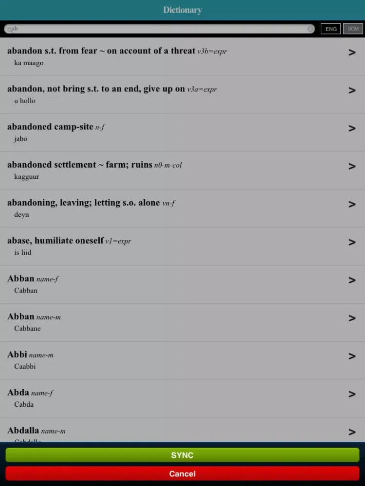 Somali English Dictionary iPad  Ekran Görüntüleri
