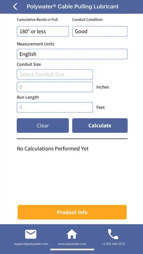 Captures d'écran de Polywater Product Calculators