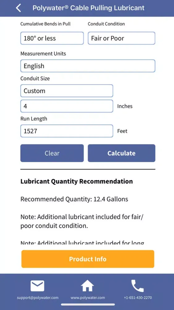 Captures d'écran de Polywater Product Calculators