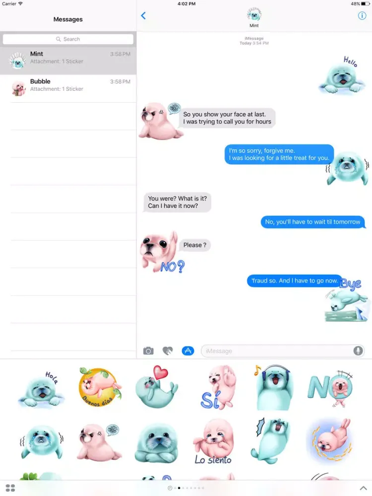 Bubble & Mint Seal Stickers for Text Messages iPad 应用截图