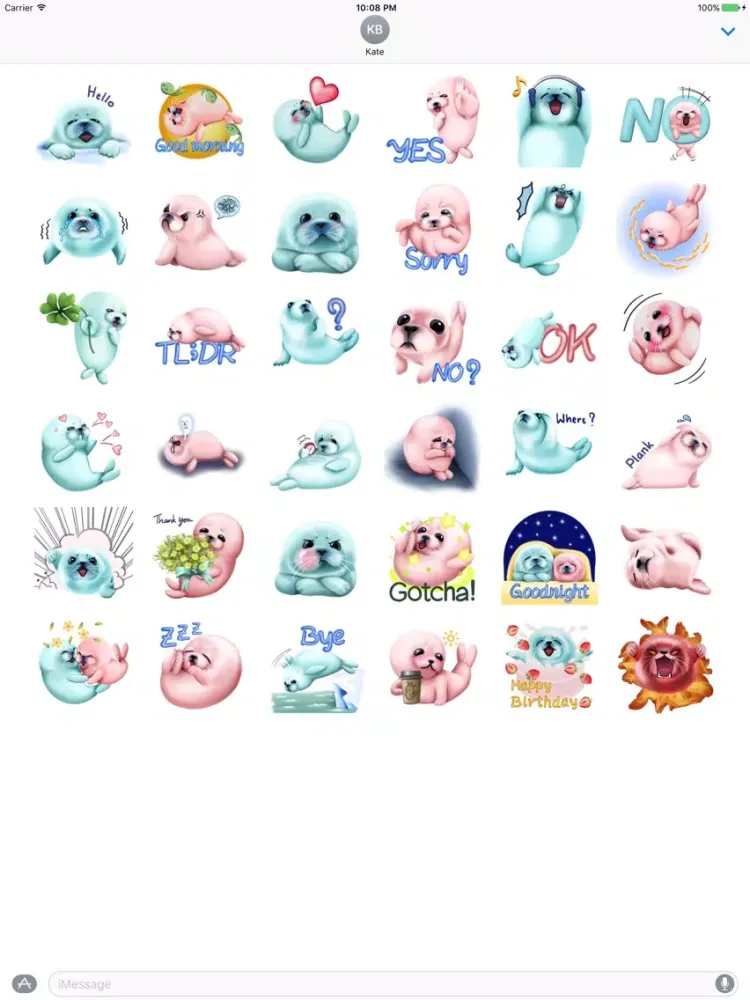 Bubble & Mint Seal Stickers for Text Messages iPad 应用截图