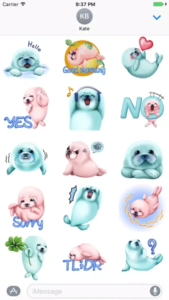 Bubble & Mint Seal Stickers for Text Messages应用截图