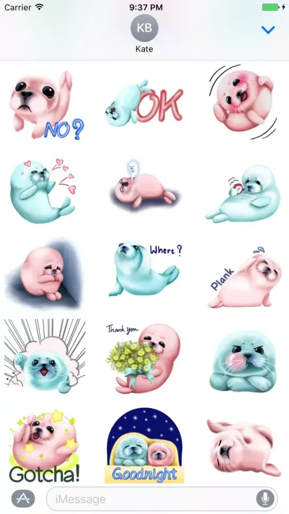 Bubble & Mint Seal Stickers for Text Messages应用截图