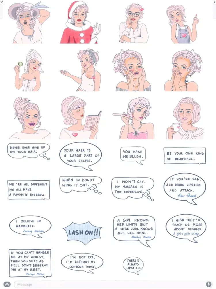 Norma: Vintage Beauty Stickers for Text Messages iPad 應用截圖
