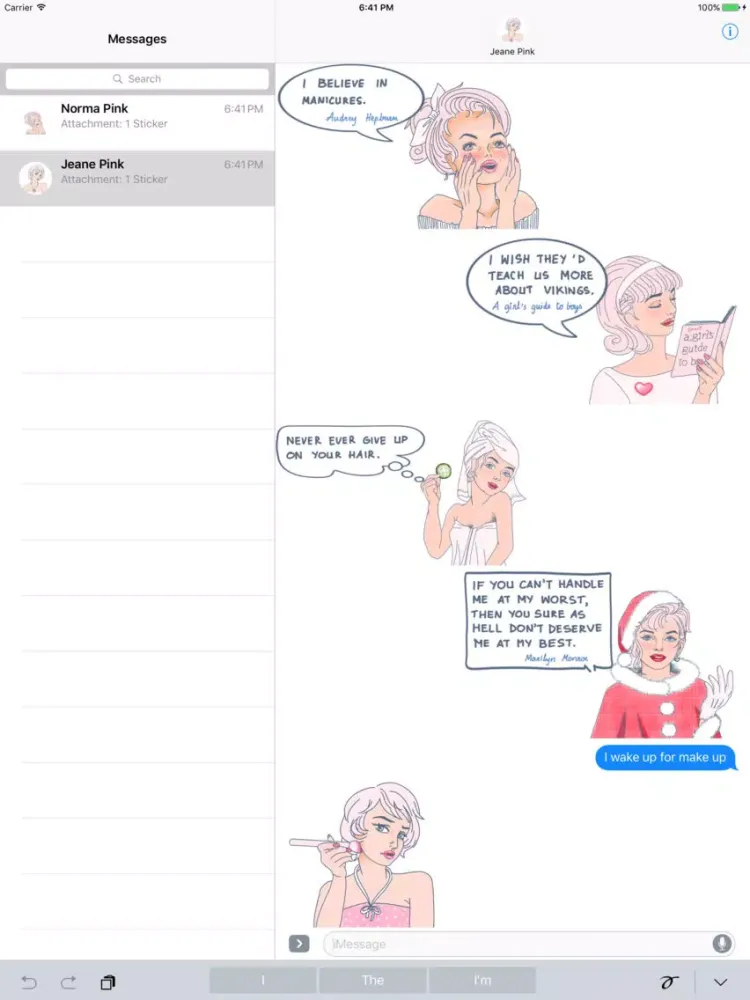 Norma: Vintage Beauty Stickers for Text Messages iPad 應用截圖
