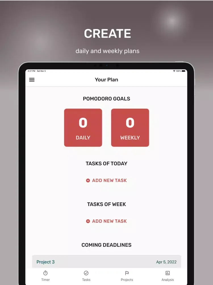 Pomodoro Timer & ToDo Planner iPad 应用截图