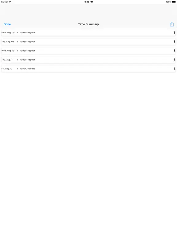 Zrzuty ekranu PSTime for PeopleSoft iPad 