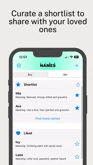 Tiny Names: Find a baby name 스크린샷