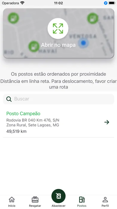 Capturas de tela do Posto Campeão