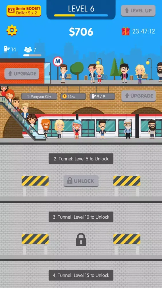 Capturas de tela do Idle Metro