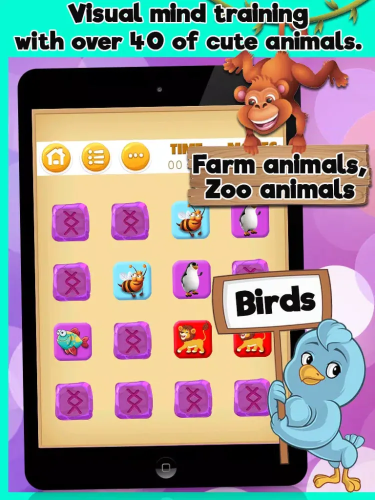 Animals Matching Pairs Game For Kids & Toddlers iPad  Screenshots