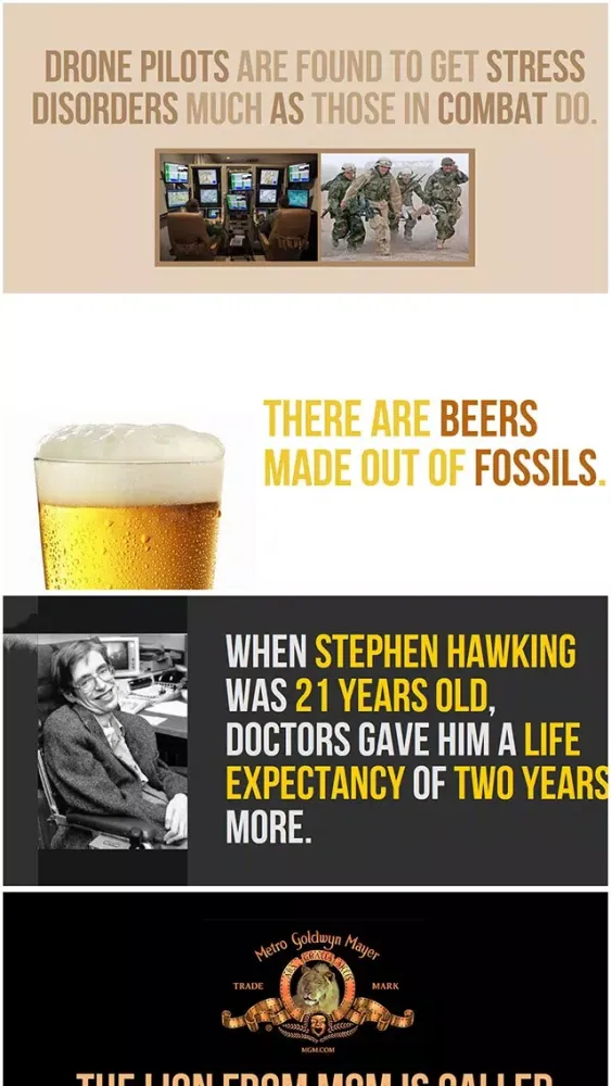 Capturas de tela do Weird Fun Facts Free