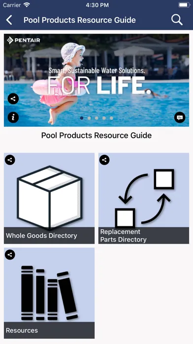 Capturas de tela do Pool Catalog