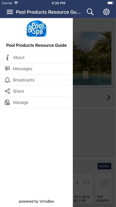 Capturas de tela do Pool Catalog