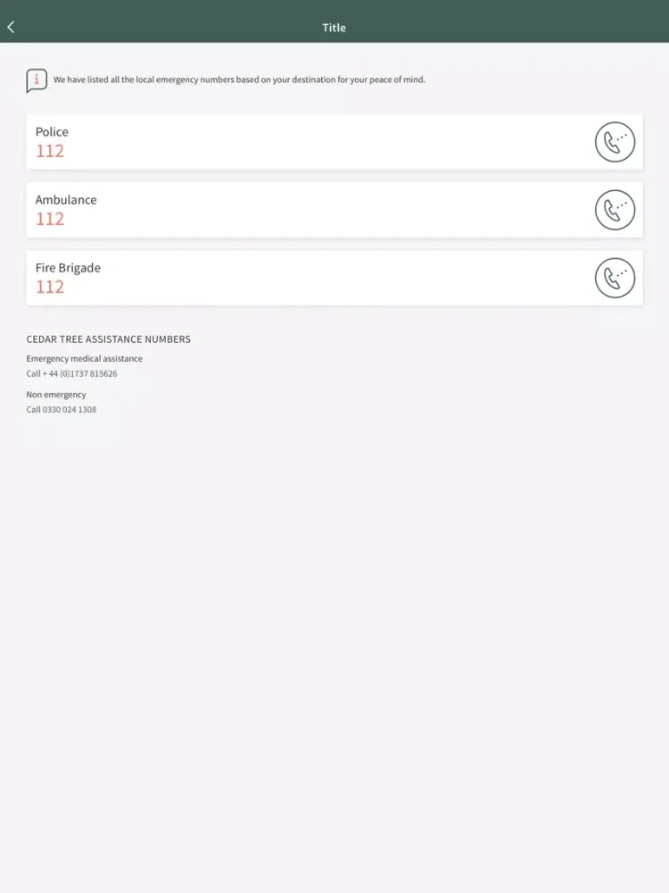 Travel Mate - Cedar Tree iPad  Screenshots
