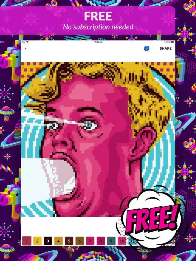 Ảnh chụp màn hình của Pop Art: Pixel Coloring Game iPad 