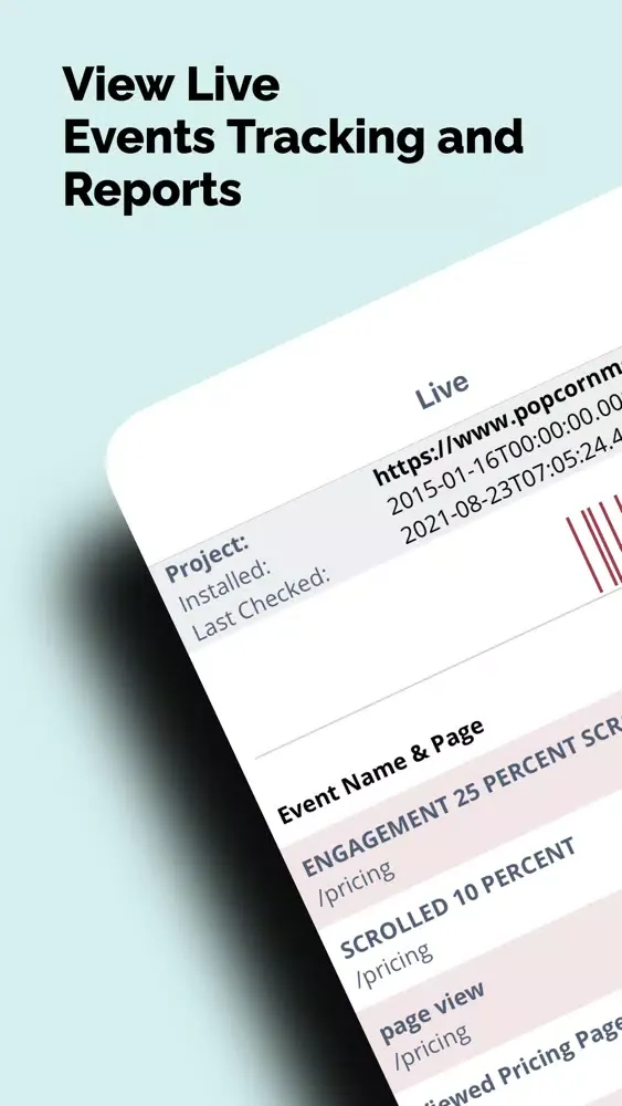 Capturas de tela do Popcorn Metrics Reports