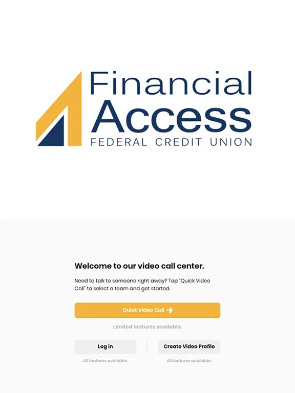 Financial Access Video Banking iPad  Screenshots
