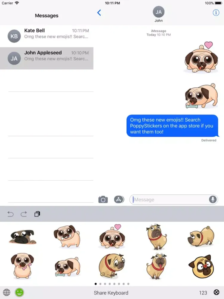 Ảnh chụp màn hình của Puppy Stickers iPad 