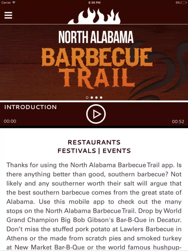 ภาพหน้าจอของ North Alabama Barbecue Trail iPad 