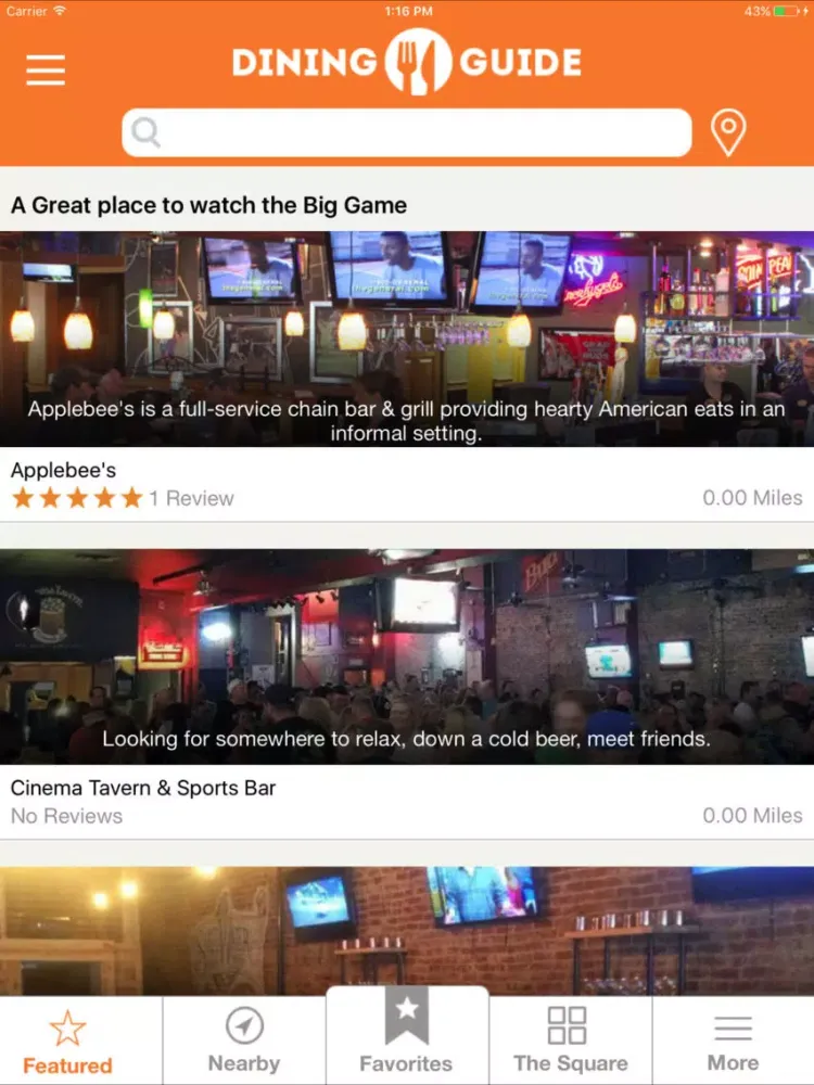 Carrollton Area Dining Guide iPad  스크린샷