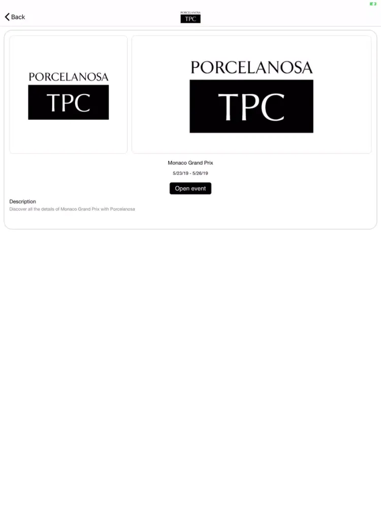 Tangkapan layar Porcelanosa TPC iPad 