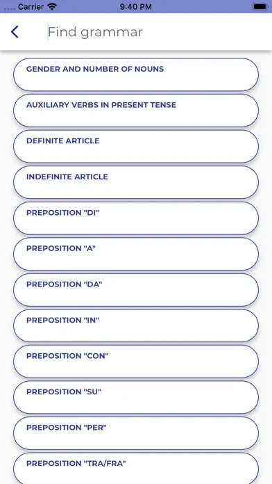 ภาพหน้าจอของ Italian GrammarーLessons・Tests