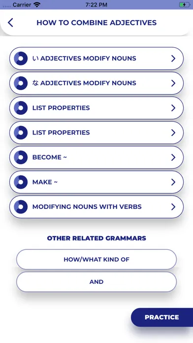 Captures d'écran de PORO - Japanese Grammar