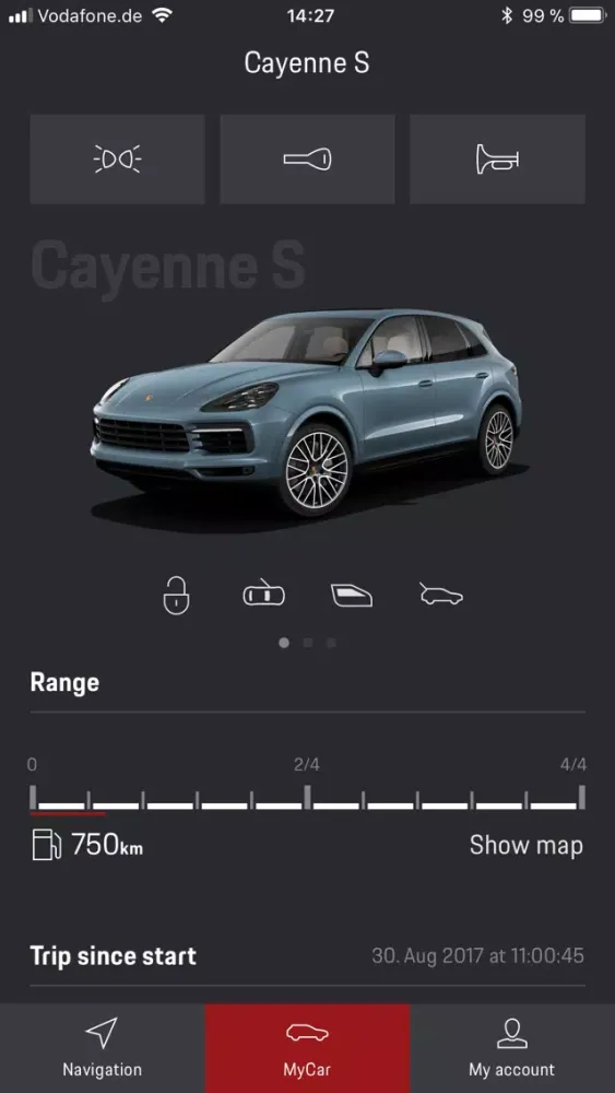 Captures d'écran de Porsche Connect App