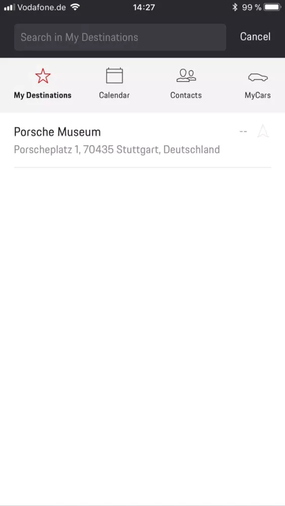 Captures d'écran de Porsche Connect App