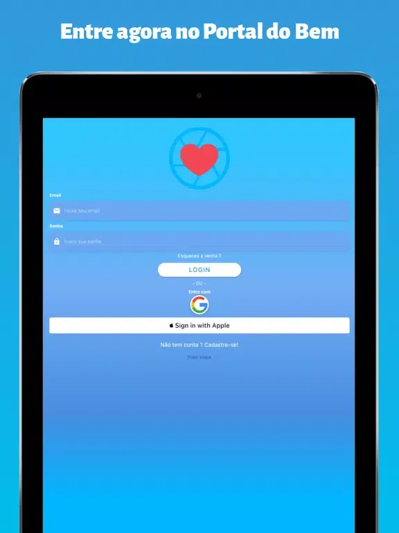 Tangkapan skrin Portal do Bem iPad 