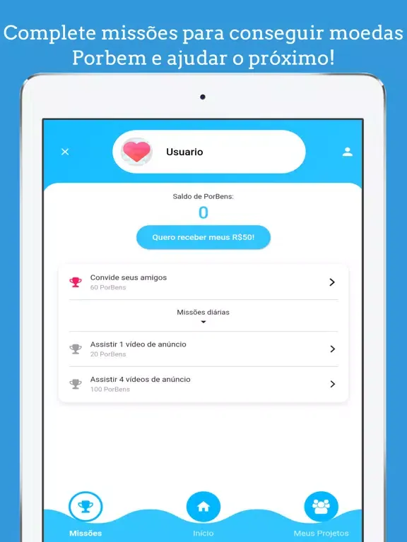 Tangkapan skrin Portal do Bem iPad 