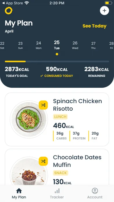 Capturas de tela do Portion App