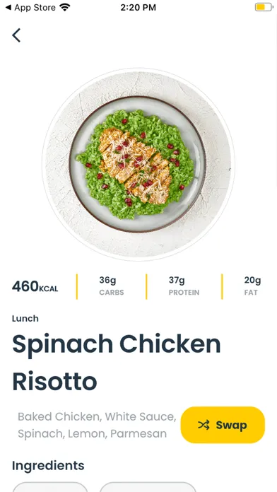 Capturas de tela do Portion App