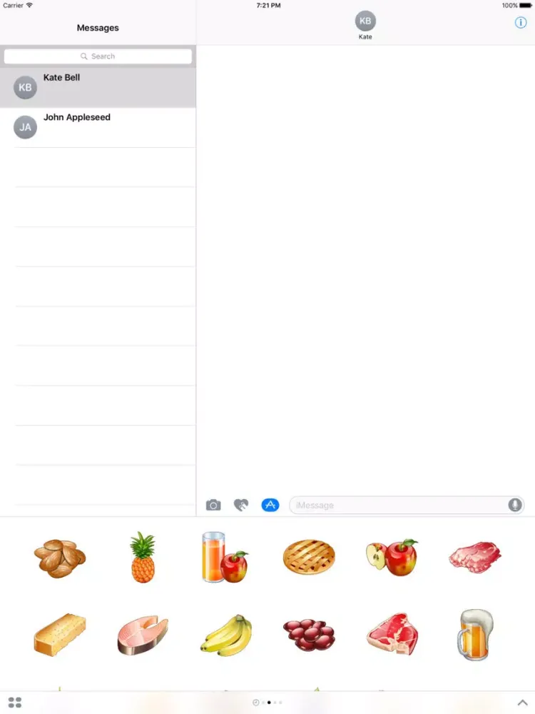 Tangkapan skrin Food stickers pack for iMessage iPad 