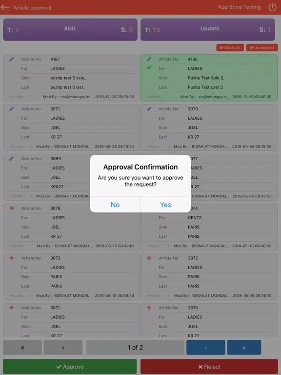 Capturas de tela do POSOrbis ERP Approval App iPad 