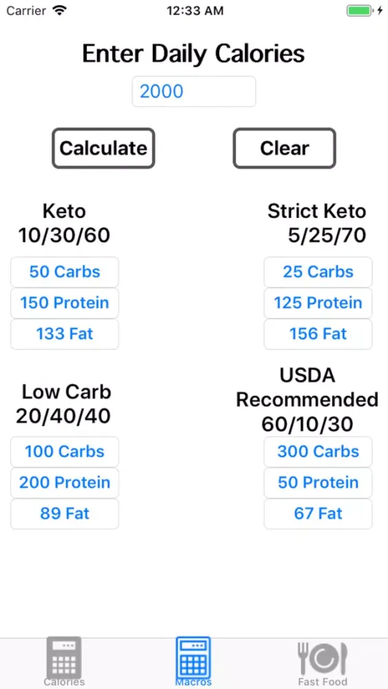 Tangkapan layar Keto Macros App