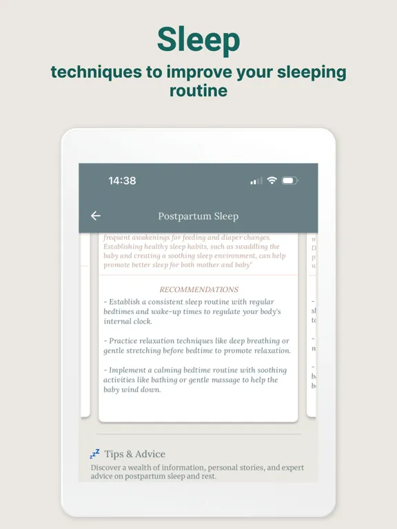 Capturas de tela do Postpartum Journey iPad 