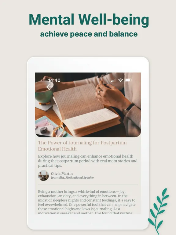 Capturas de tela do Postpartum Journey iPad 