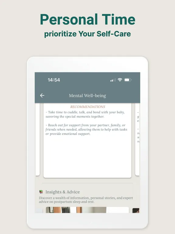 Capturas de tela do Postpartum Journey iPad 